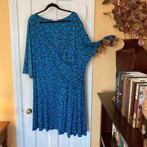 Joe Browns Teal Pansy Wrap Drop Waist Wrap Jersey Dress